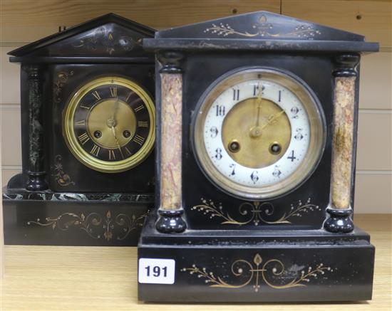 Two marble mantle clocks